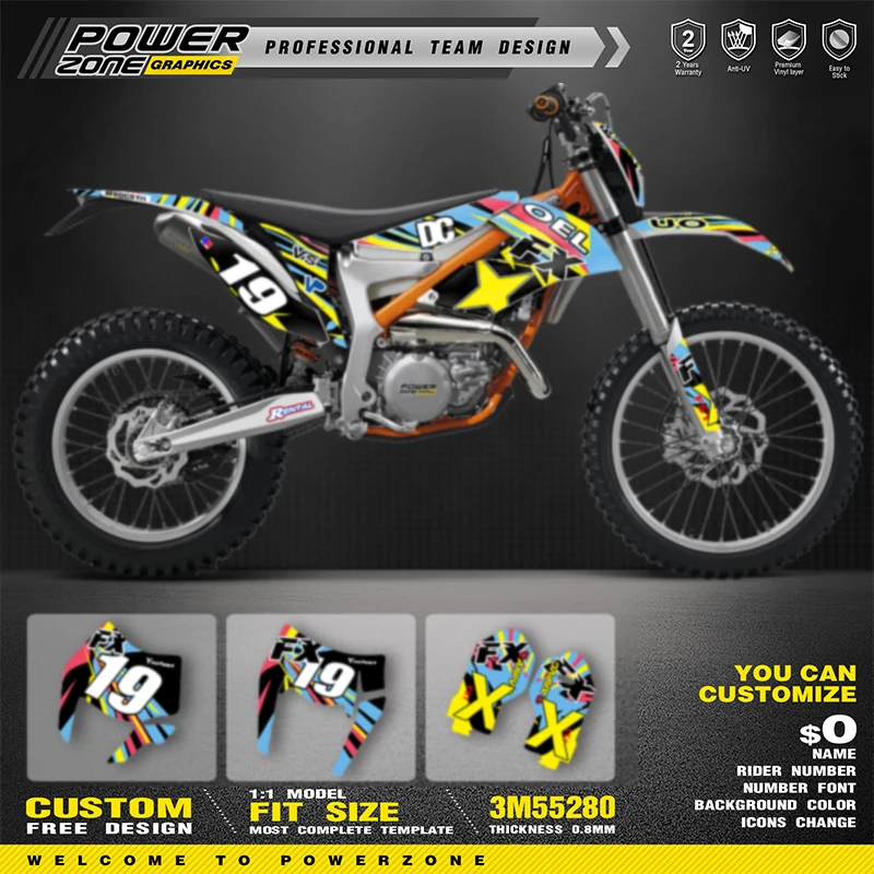 PowerZone Custom Team Graphics Backgrounds Decals For 3M Stickers Kit For KTM 2012-2017 2018 2019 2020 2021 FREERIDE 250 300 21