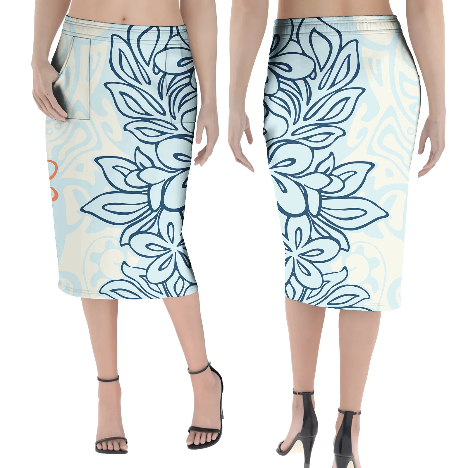 

Plus Size Elegant Skirt Samoa Custom Pattern Casual Beach Summer Hawaii Wrap Tall Waist Polynesian Women Tight Pencil Skirt