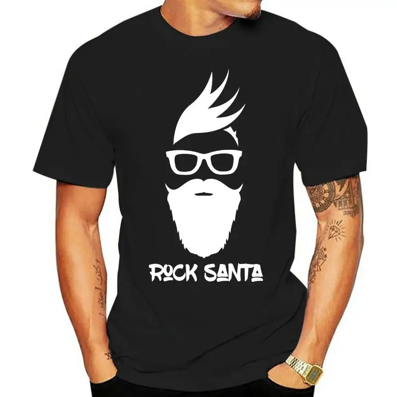 Rock Santa With Funky Well Groomed Hair  Beard Christmas Mens T-Shirt