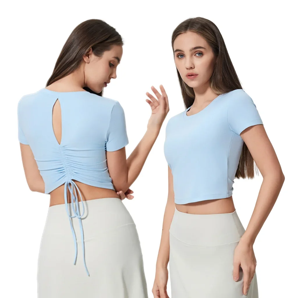 

Lemon Short Sleeve T-Shirt Women's Summer Cropped Sports Yoga Shirtt Niche Design Sensibility Spicy Top Crew Neck Regular Cutou