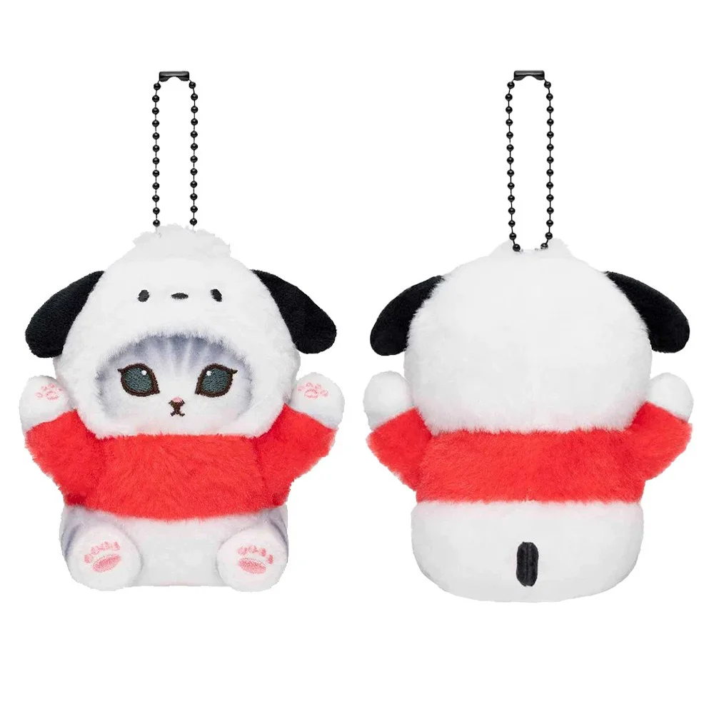 LLavero de juguete de felpa para niños, serie Sanrio, tiburón, gato, co-marca, Cinnamoroll, Kulomi, Pochacco, adorno lindo, bolso colgante, regalo para niños