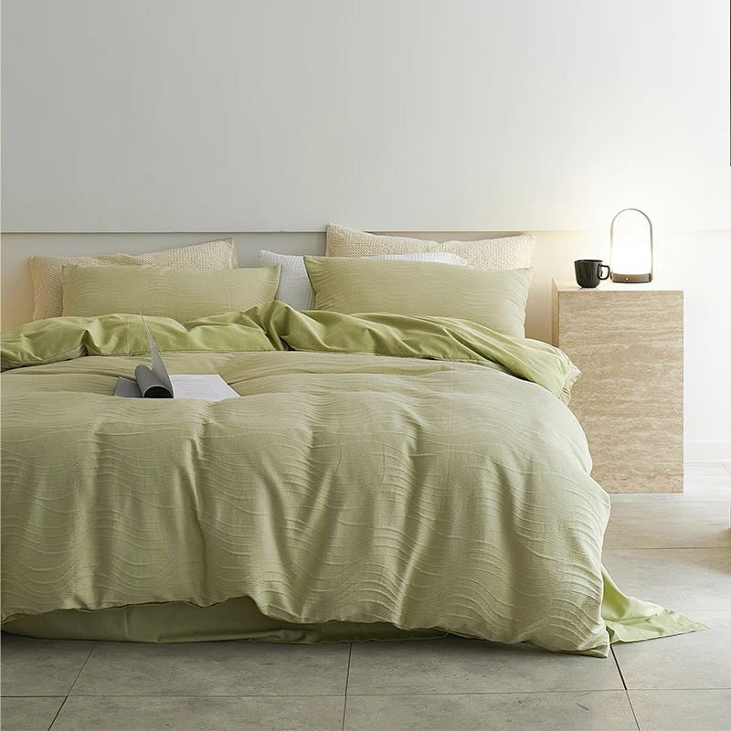 

New cotton washed cotton jacquard four-piece set - curved lines
