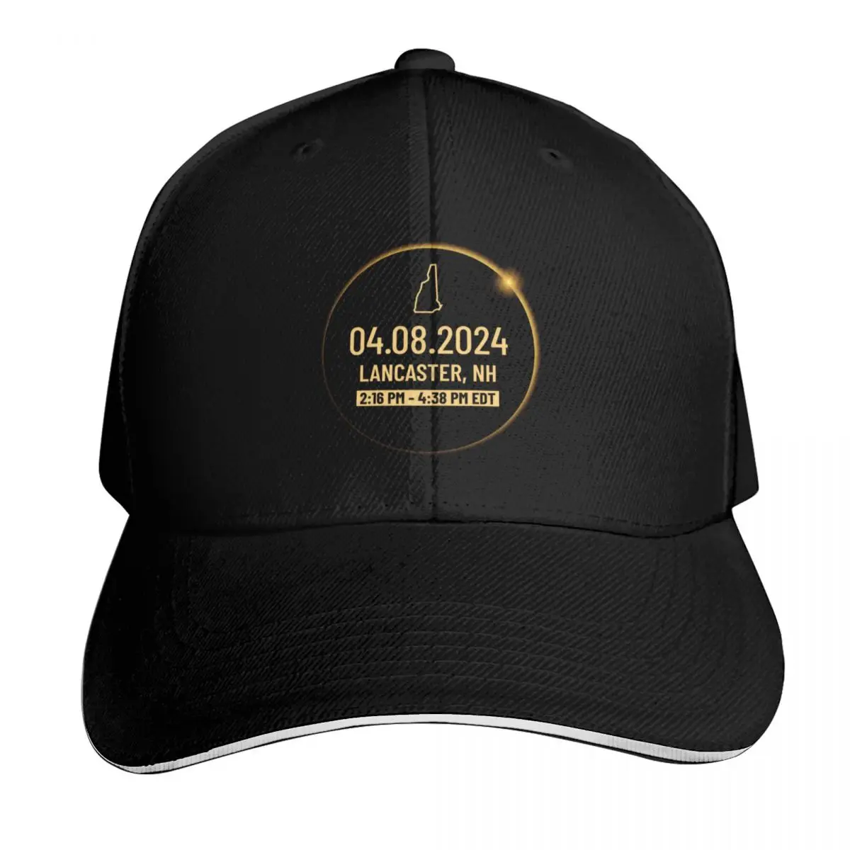 New Hampshire State Lancaster NH USA Totality April 8, 2024 Total Solar Eclipse Baseball Cap