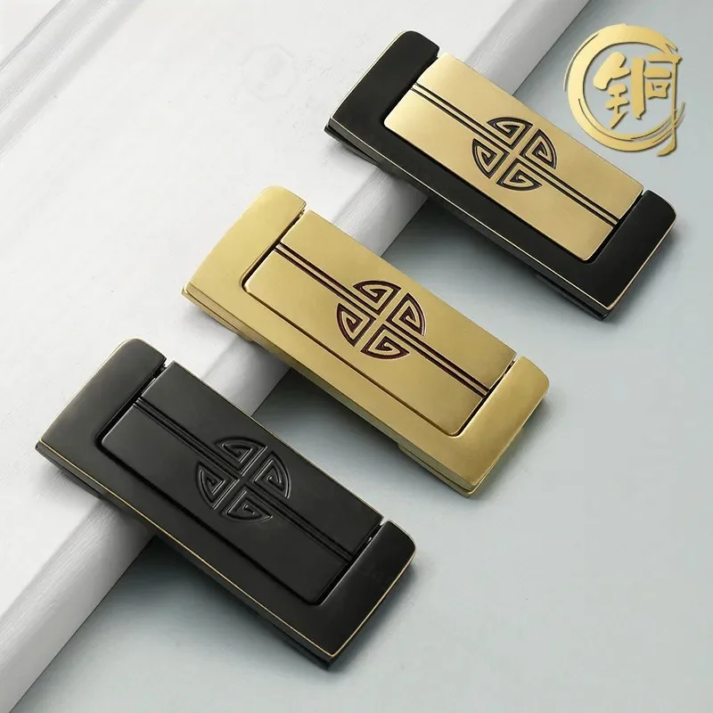 New Chinese Brass Retro Cabinet Wardrobe Door Invisible Dark Handle Simple Drawer Paperback Flip Hidden Handle