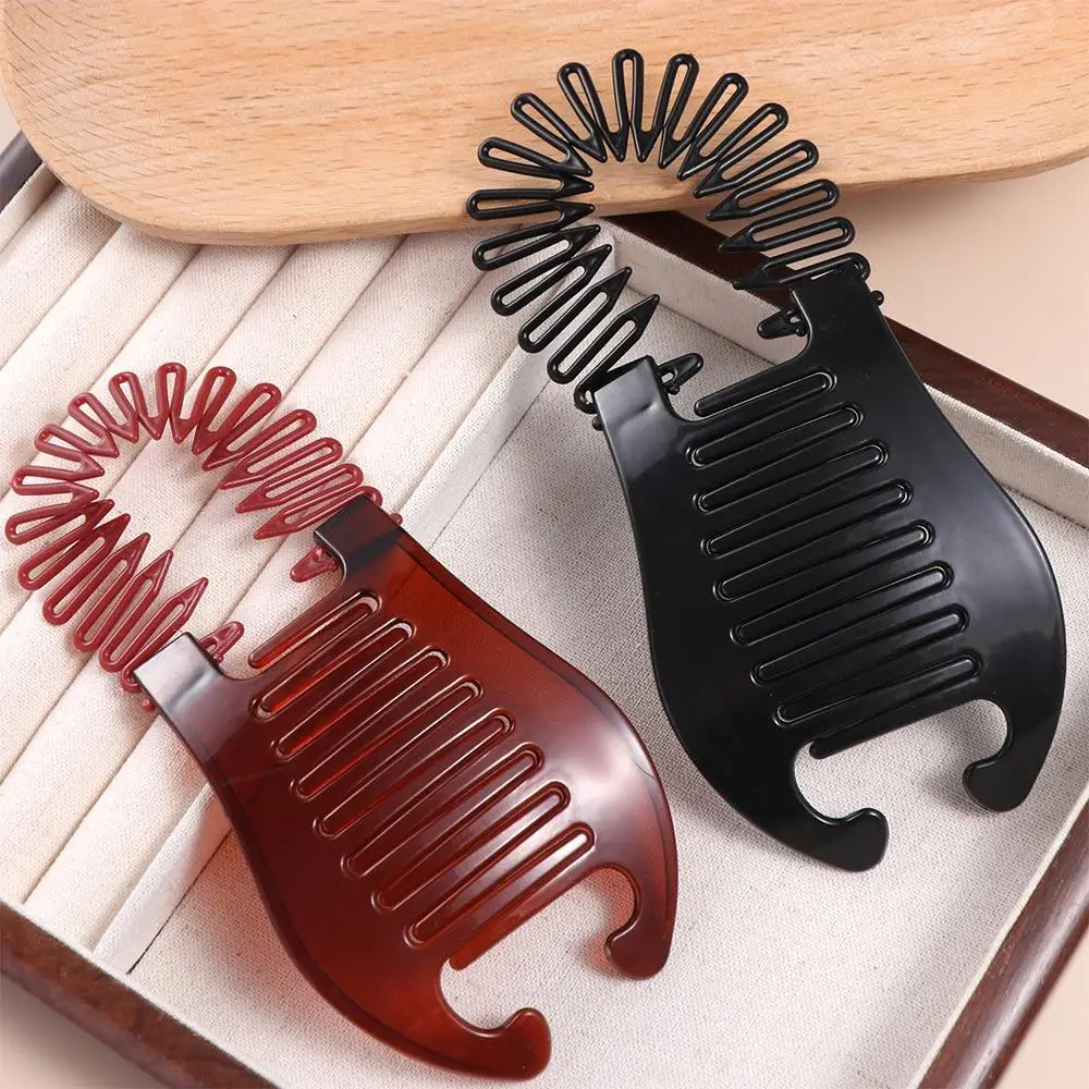 

Women Comb Hair Riser Claw Black Brown Flexible Headwear Banana Barrettes Clip Fashion Hair Holding Tool Elastics Hair Comb