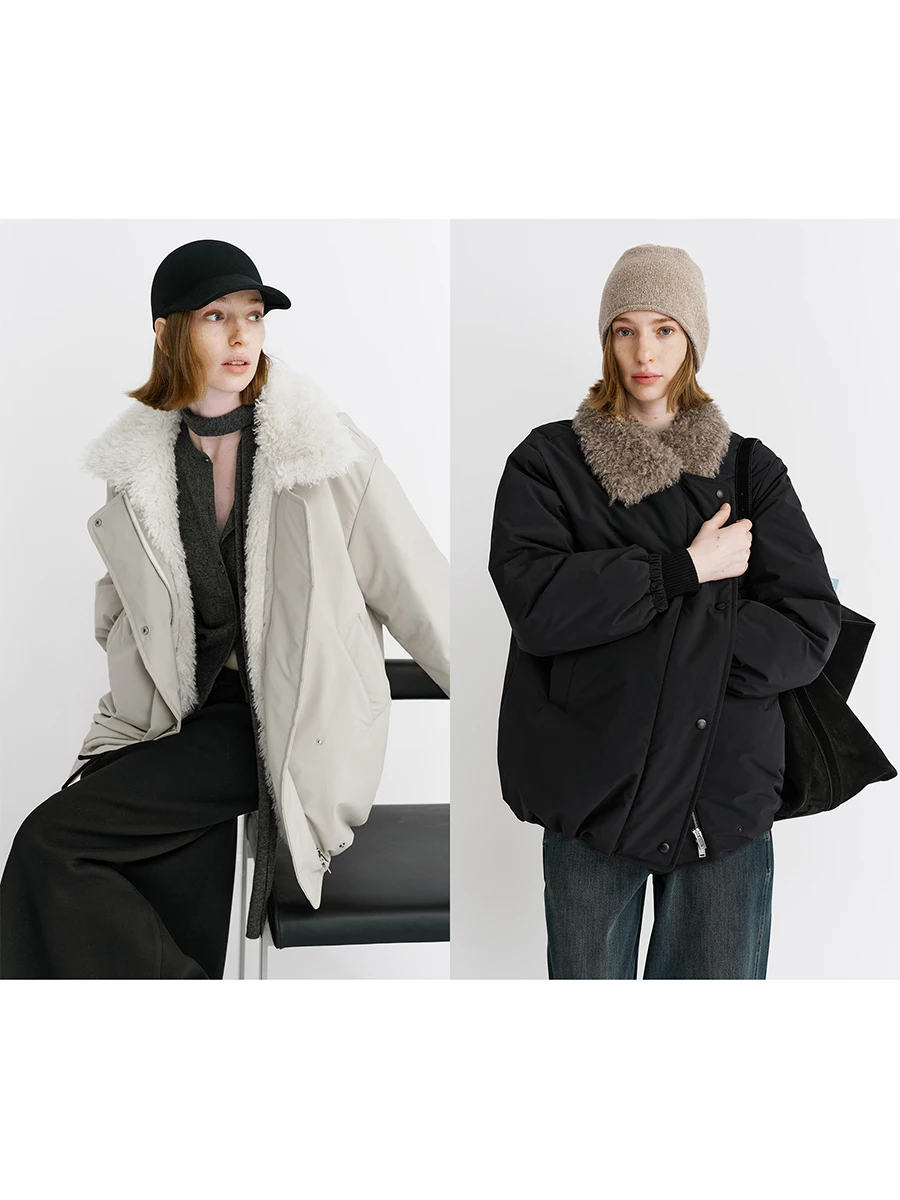 

Amyy Studios Triple Warmth 95 White Goose down Cotton Hooded Puffer Jaet with Fur Collar Thiened Winter Outerwear