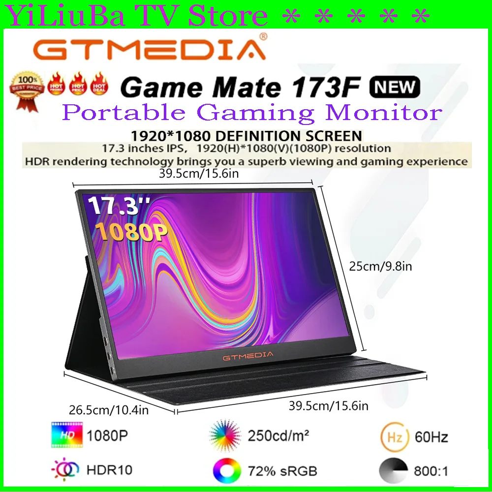 

[Genuine]GTMEDIA GAME MATE173F 72%sRGB 17.3 inch IPS Portable display Display Game Screen For Laptop Mac Phone Xbox PS4/5 Switch