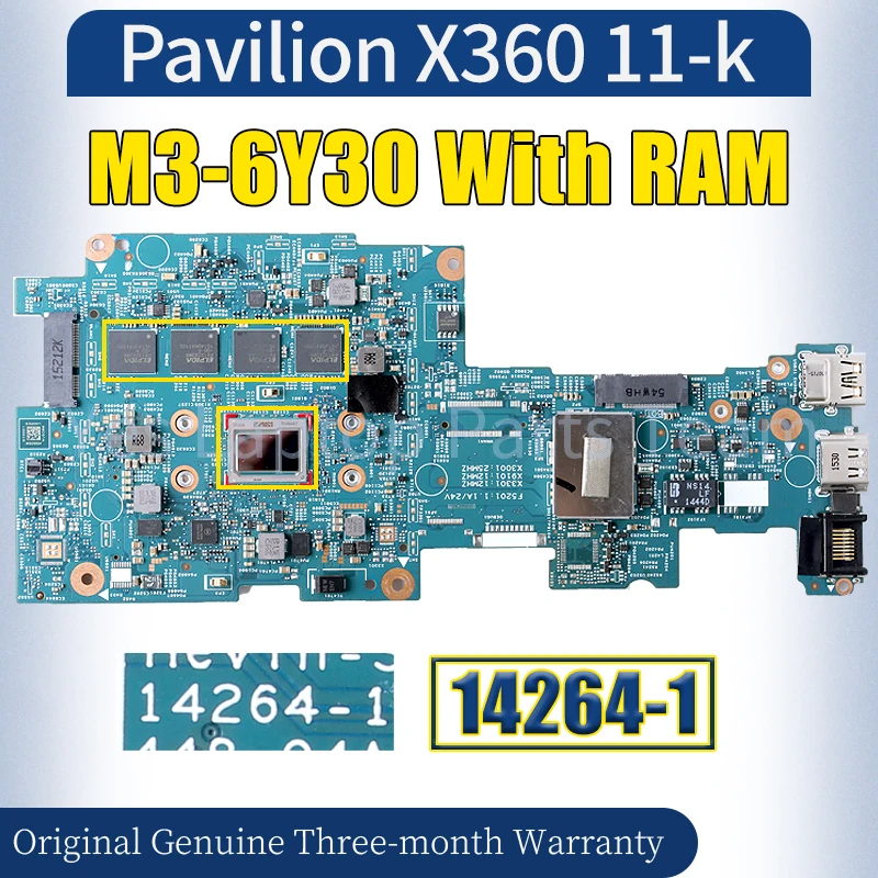 

14264-1 For HP Pavilion X360 11-k Laptop Mainboard 850260-601 M3-6Y30 With RAM Notebook Motherboard 100％ Tested