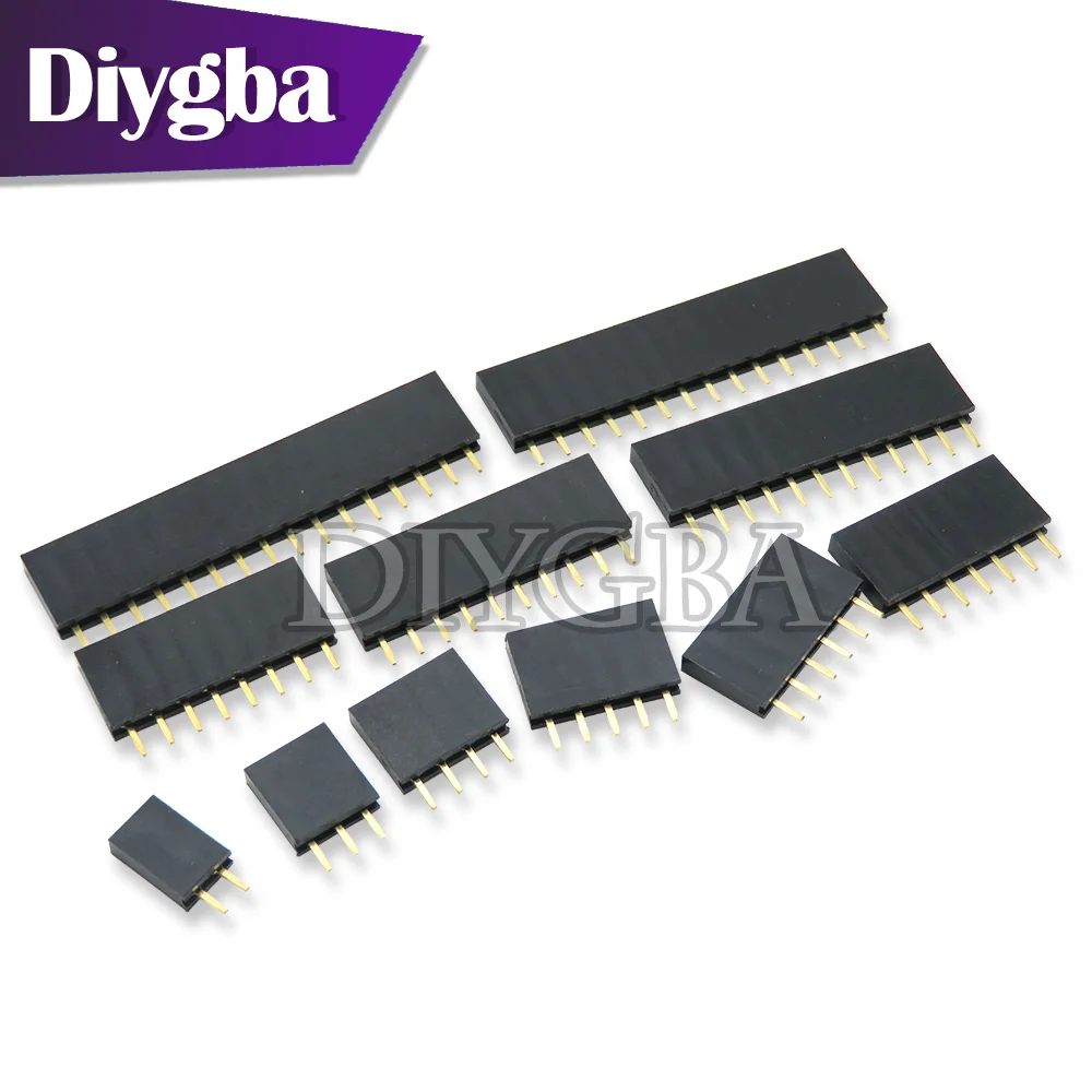 Soquete fêmea do Pin da única fileira, conector do PWB para Arduino, passo de 2.54mm, 2Pin, 3Pin, 4Pin, 5 Pin, 6 Pin, 7 Pin, 8 Pin, 9 Pin, 10 Pin, pin 11, 40Pin, 10 PCes