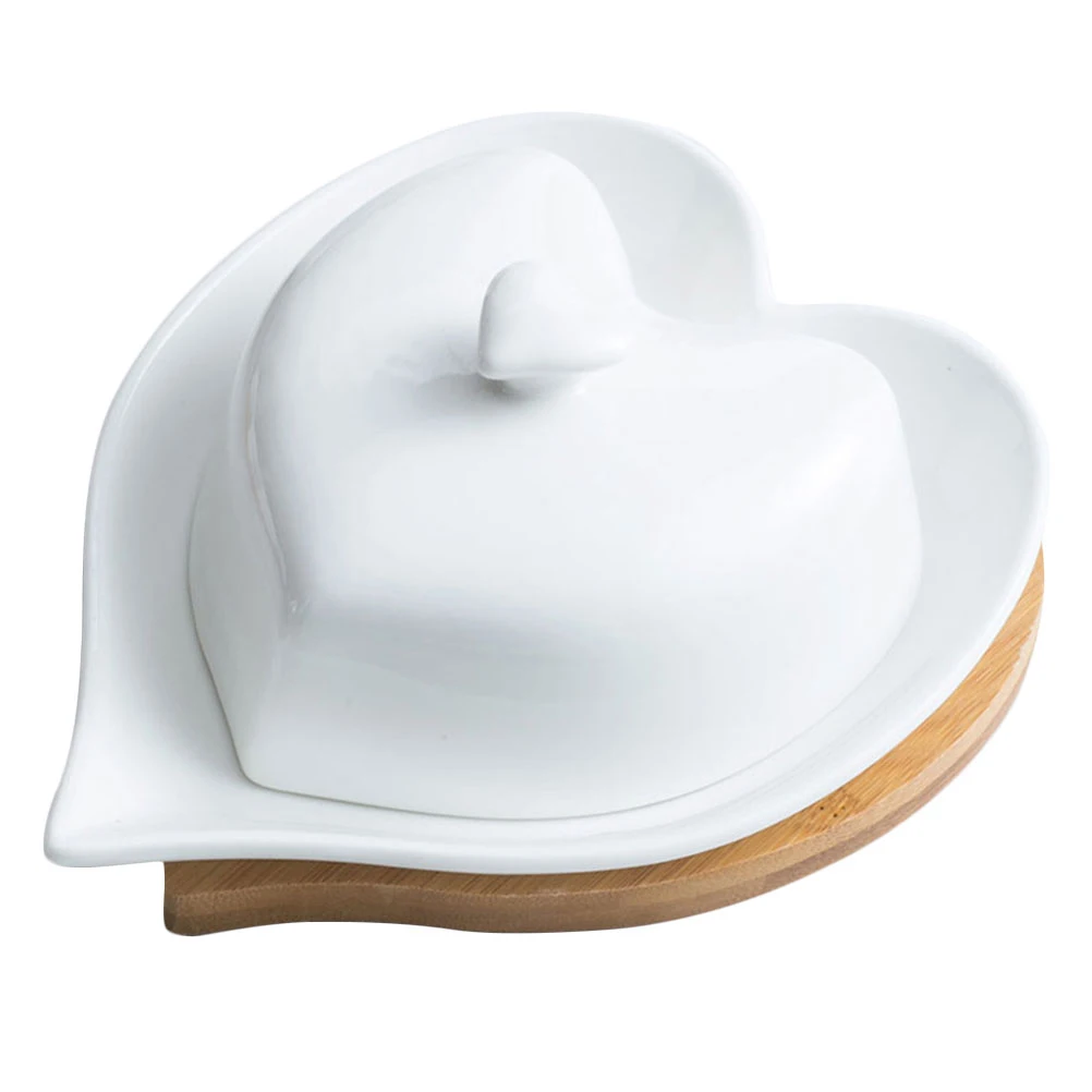 

1pc Heart Shaped Plate for Butter Storage Household Butter Dish White Unique Kitchen Tableware Snack Holder
