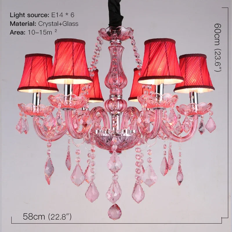 FAIRY Rose Red Crystal Pendent Lamp European Luxury Living Room Restaurant Bedroom Villa Clothing Store Beauty Salon Chandelier