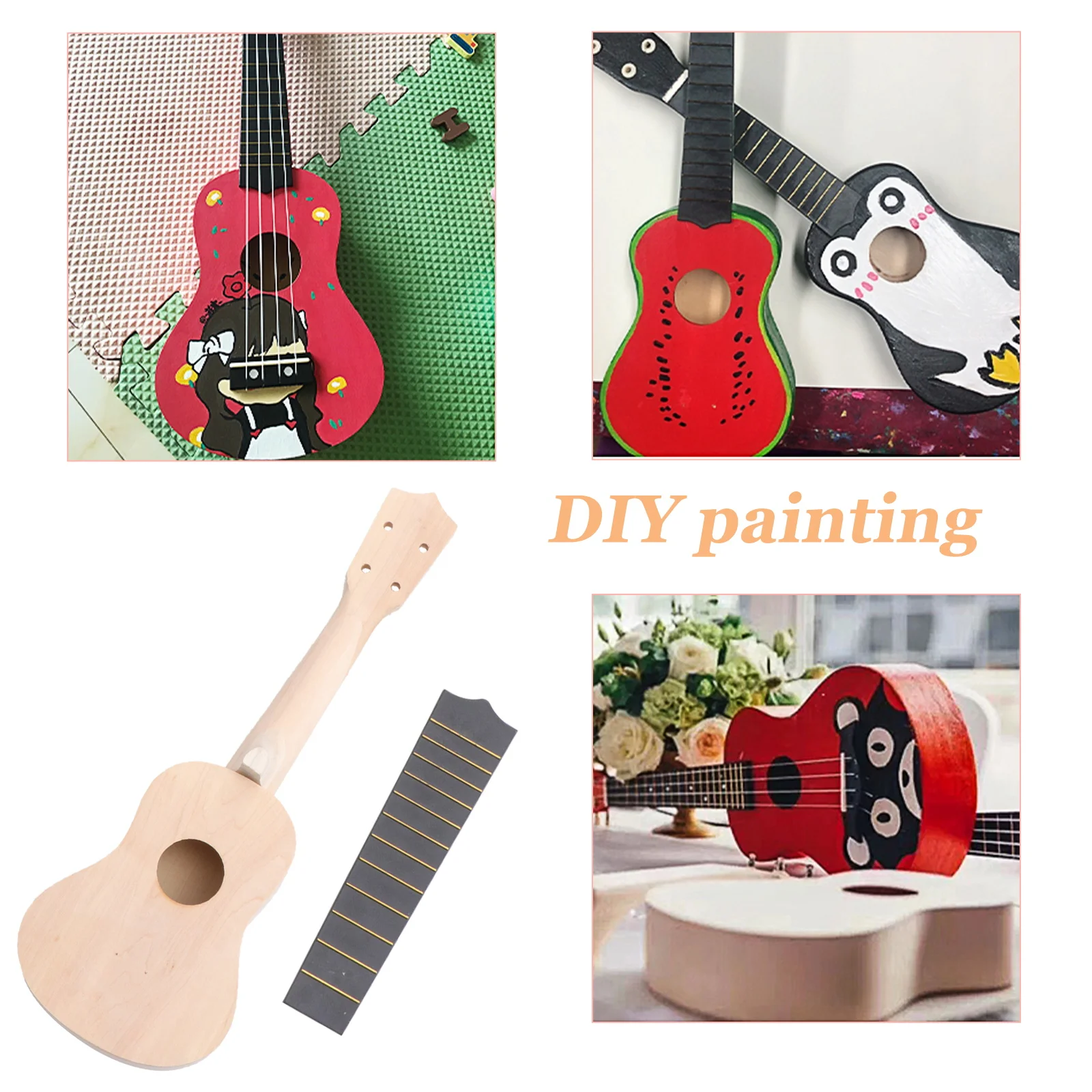 

Ukulele Parent-child Kit for Beginners Kids Simple Hawaii Guitar Musical Instrument Painting Basswood