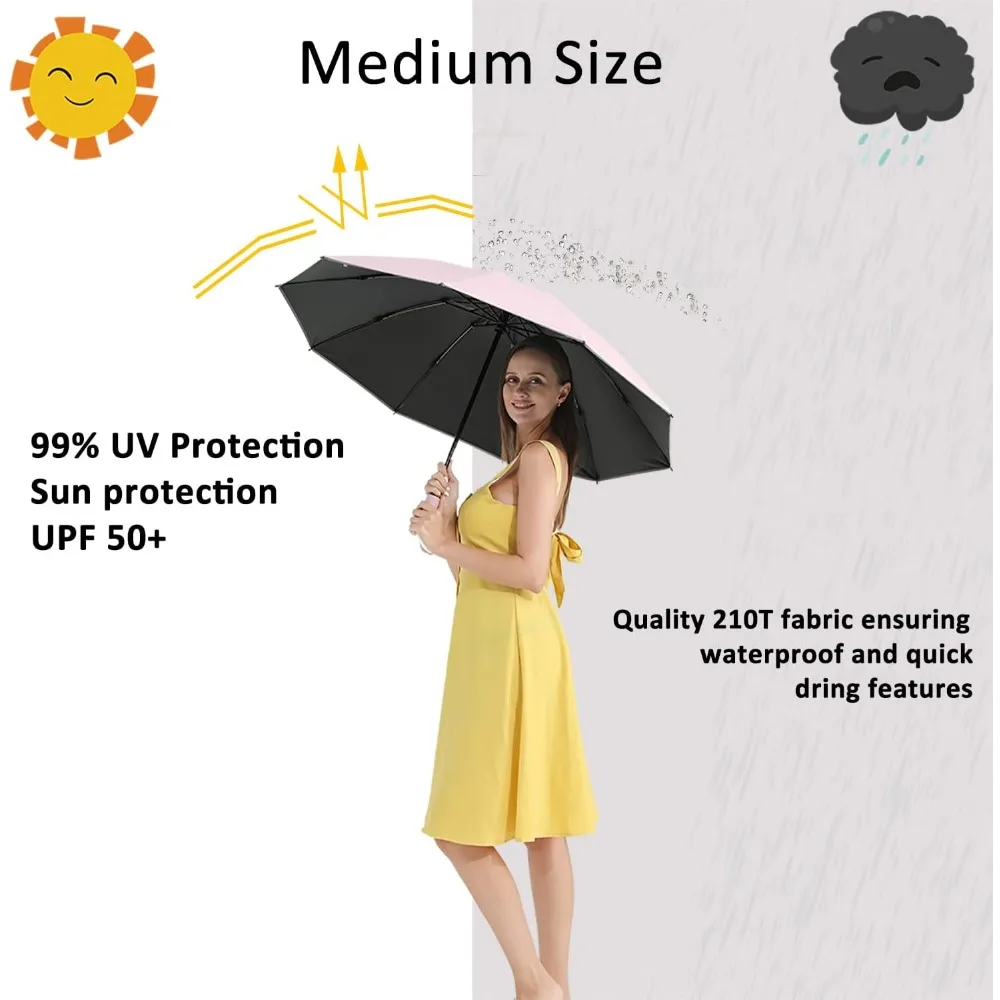 مظلة مقلوبة للأشعة فوق البنفسجية للمطر والشمس بعامل حماية من الأشعة فوق البنفسجية 50+ مظلة عكسية مدمجة مفتوحة وإغلاق متوسطة الحجم للسفر #3