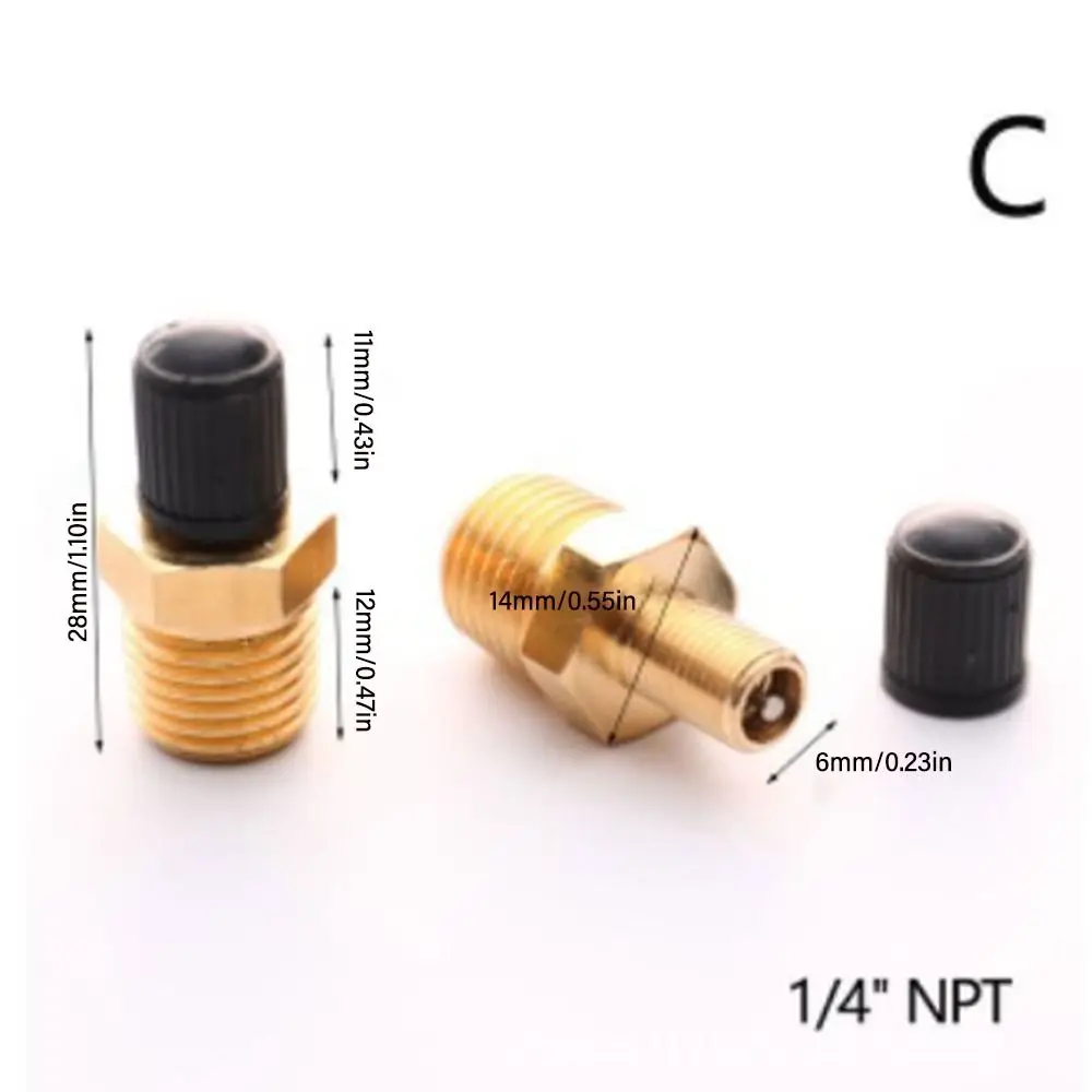 1/4 NPT 1/8 NPT M10 Air Compressor Tanks Fill Valve Anti-Corrosion Brass Schrader Valve Automobile Tire Valve Core Tire Coppe