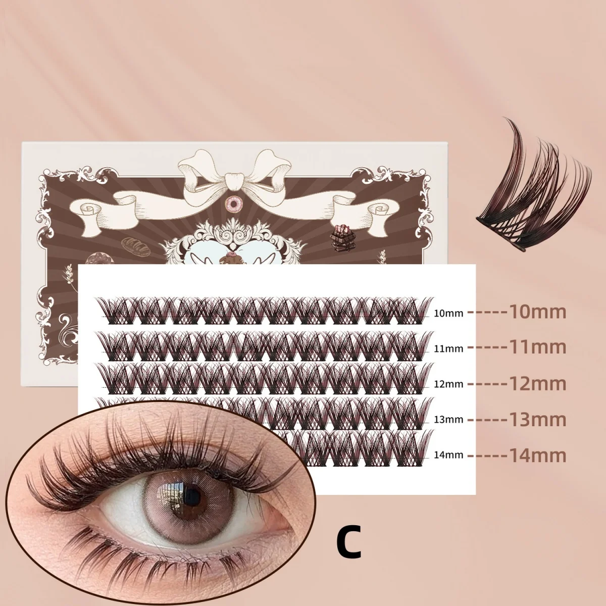 رموش بنية نوع الرموش الصناعية 8-16 مللي متر رموش اصطناعية الطبيعية الجنية لاش الكورية ماكياج ستراند رمش العنقودية رموش #6