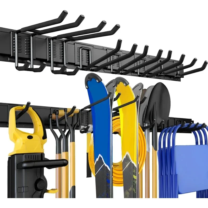 

Garage Storage, Garage Organization, Wall Mount Garden Tool Organizer 48 Inches, 440lbs Adjustable Heavy Duty Metal Hooks