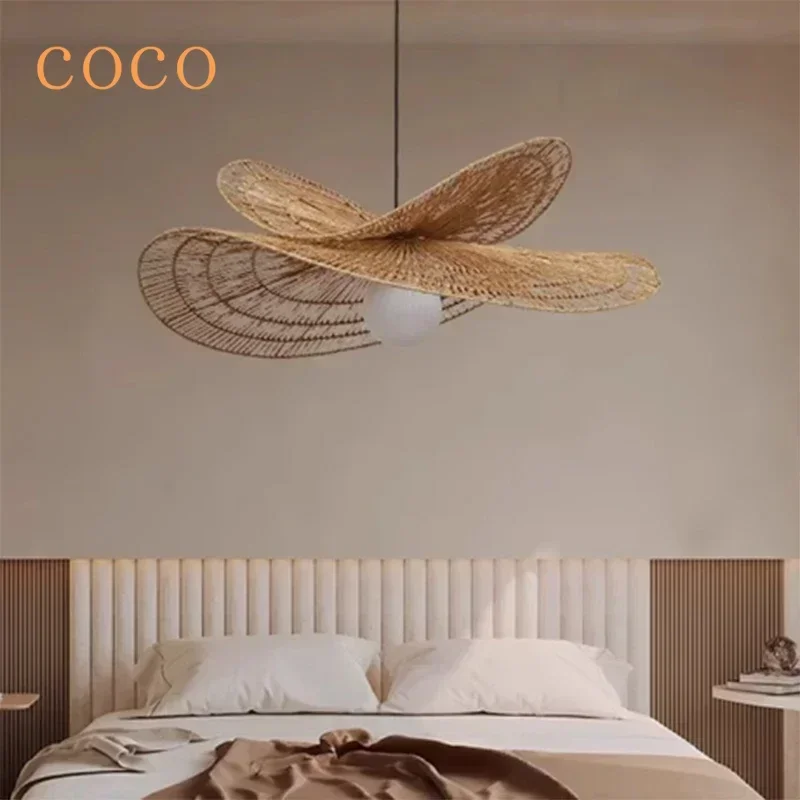 Moder Style Pendant LED Lights Rattan Hand-woven Lamp Restaurant Home Decor Bedroom Living Room Creative Dining Room Chandeliers