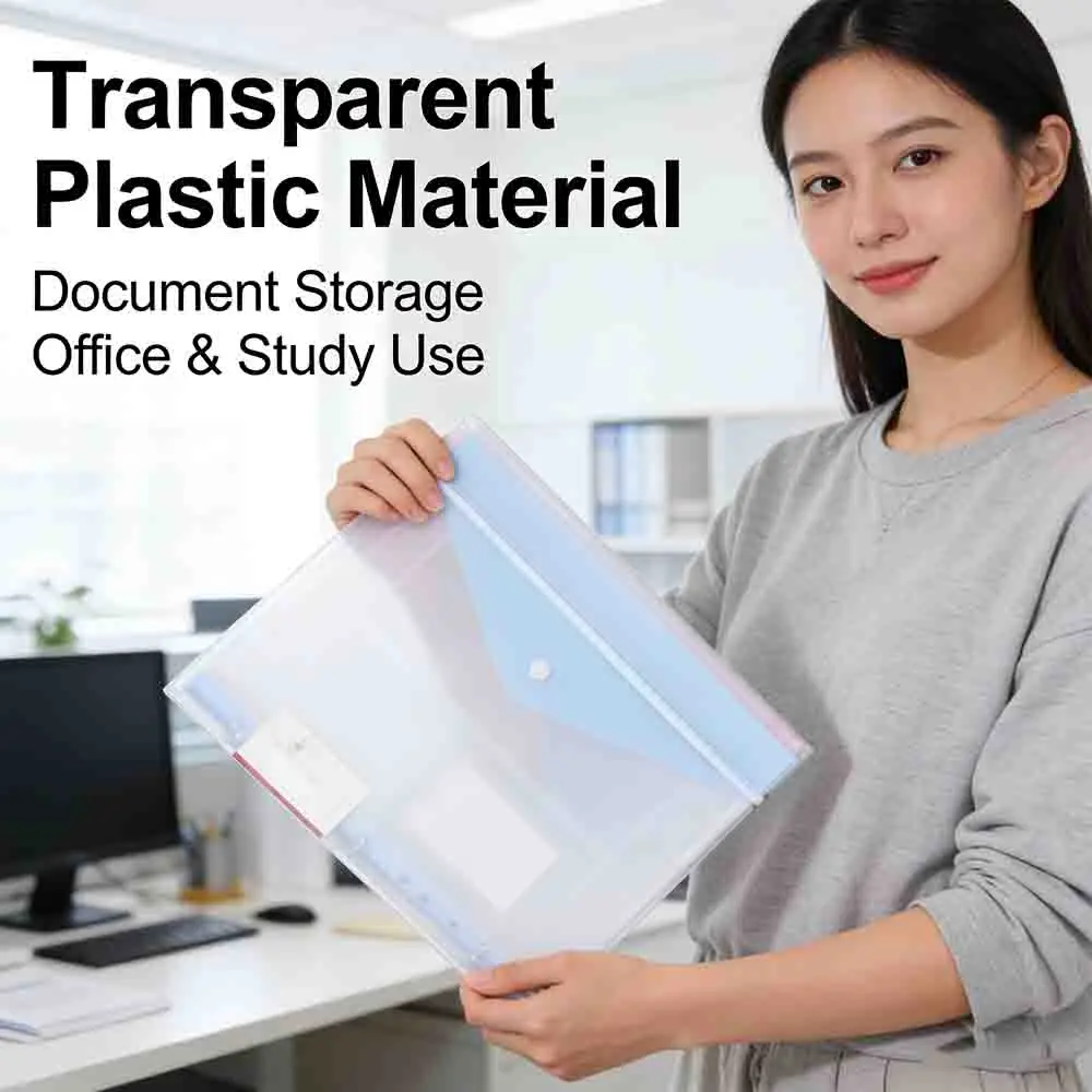Thick Ring Binder Plastic Transparent A4 File Document Folder Modern School Supply Portable Office Stationery Storage Bag