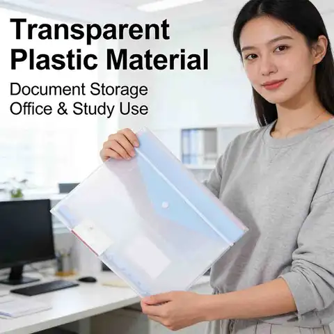 Thick Ring Binder Plastic Transparent A4 File Document Folder Modern School Supply Portable Office Stationery Storage Bag