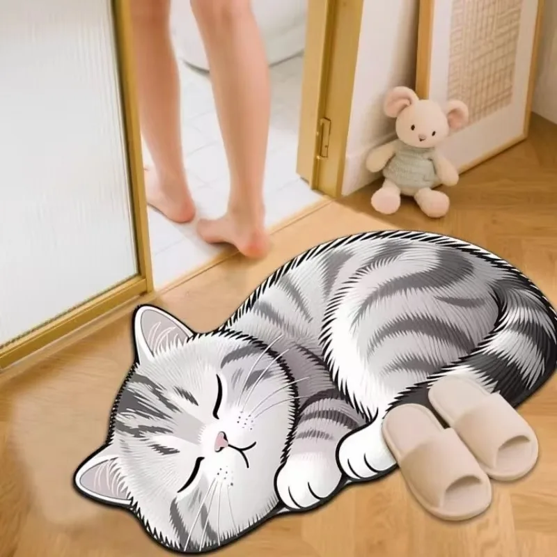 VIKAMA Realistic Cat and Dog Doormats, for the Bathroom, Bedroom and Hallway – Soft, Cosy and Machine-Washable, Home Decor