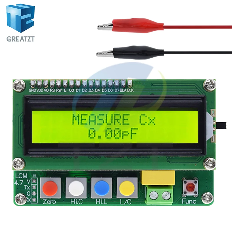 LC-100A Digital LCD Capacitance Tester Module Inductance Table TESTER LC Meter Frequency 1pF-100mF 1uH-100H LC100-A + Test clip