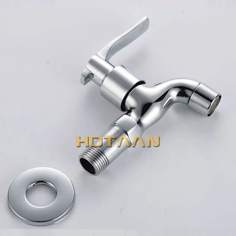 HOTAAN 12cm length Brass single cold water wall tap garden piscinas long washing machine water tap basin faucet bibcock