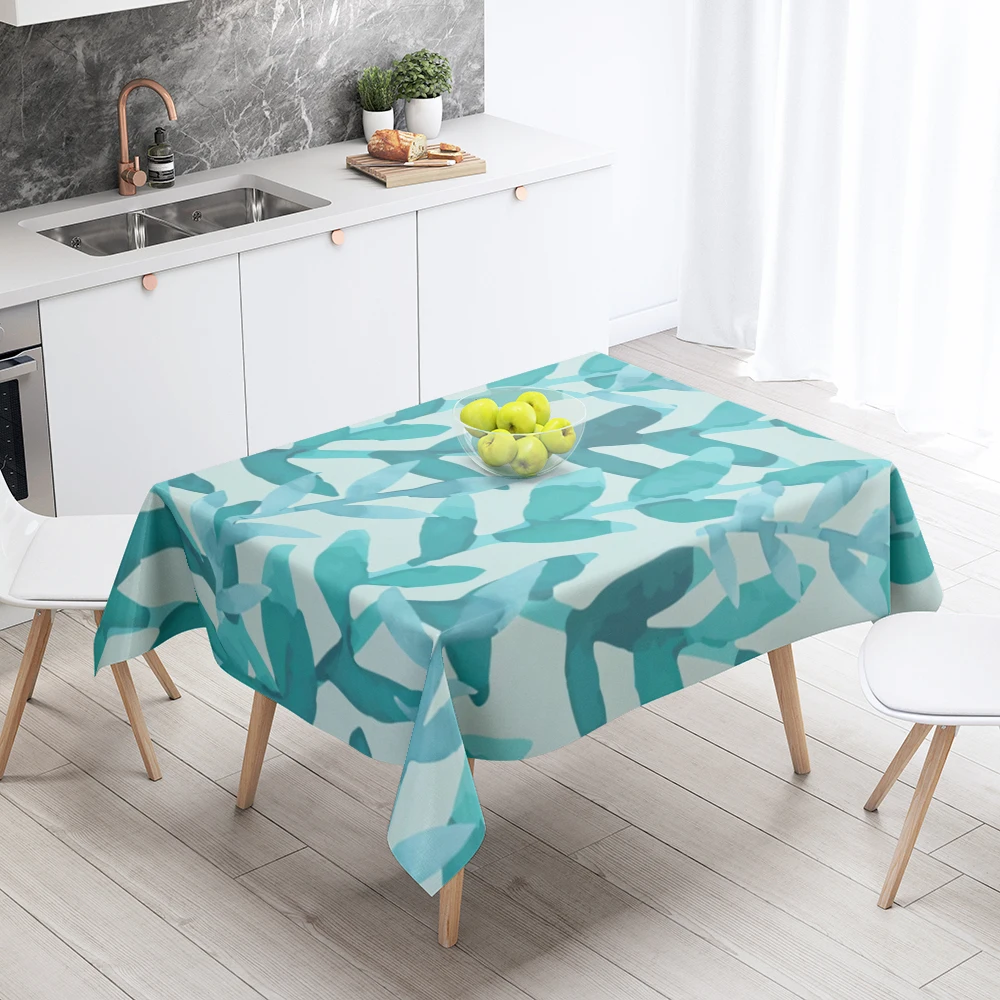 Home tablecloths for dining decoration and rectangular table accessories waterproof cloth Anti-stain restaurant abstract plant