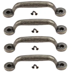 4Pcs Antique Pull Handles for Drawer Cabinet Door Wooden Chest Box Metal Drawer Pulls Handles Wardrobe Pulls Knob 90*17mm +Screw