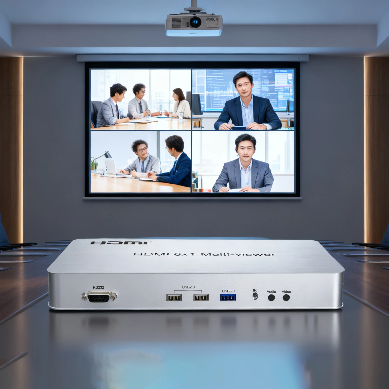 

1080p 4K HDMI Multi-viewer 6X1 HDMI Quad Screen Segmentation Multiviewer Seamless Switch TV Divider 6 Channel Video Multiplexer