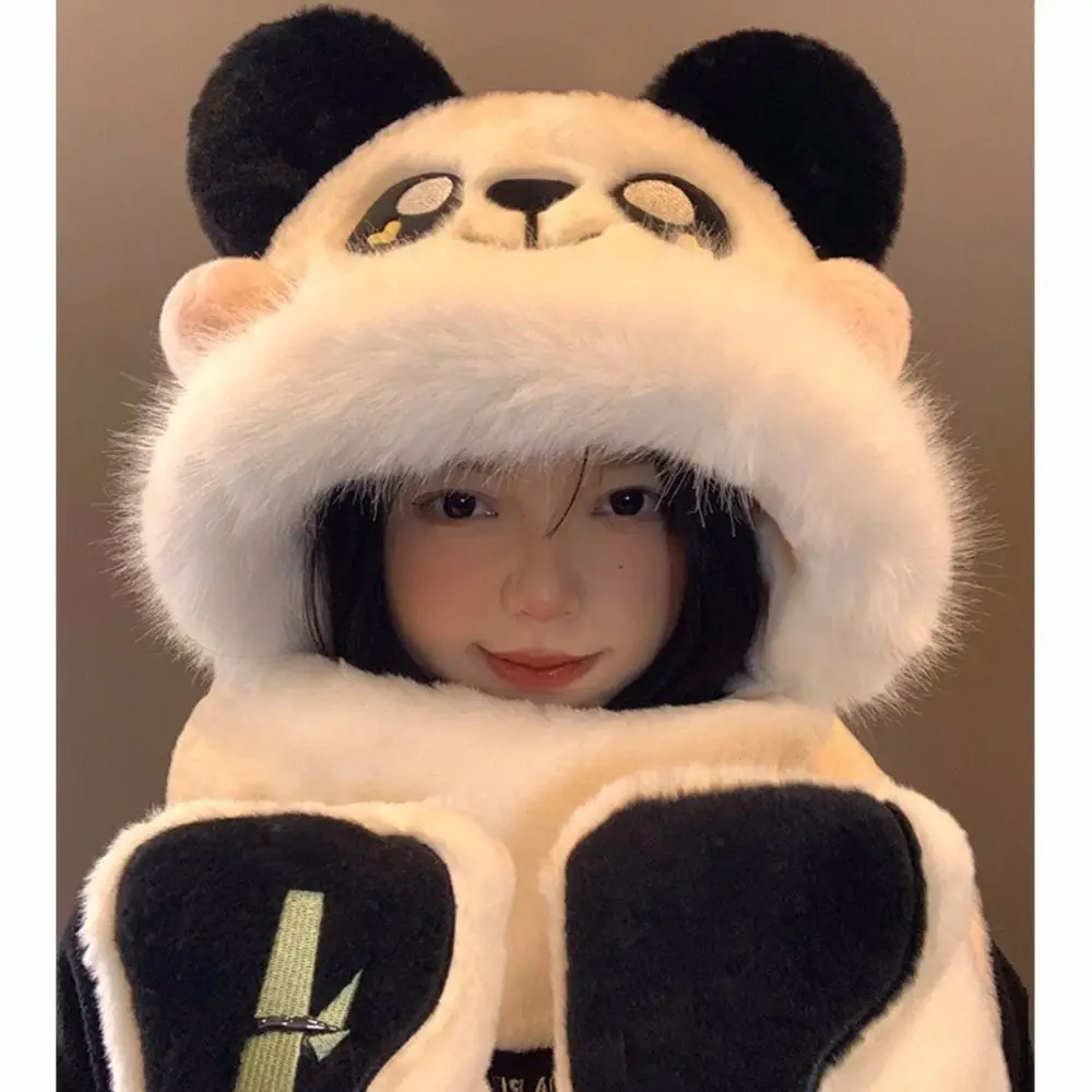 Cute Panda Frog Rabbit Cat Winter Hat Thicken Ear Protection Bucket Hat Warm Plush Bear Deer Ears Hat Women