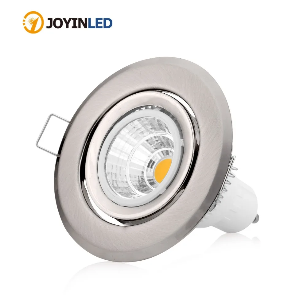 JOYINLED Pack of 2/10 Adjustable Metal Recessed Spotlight Frame Round 62mm Cutout for MR16 GU10 Bulbs,Back U Holder,White/Chrome