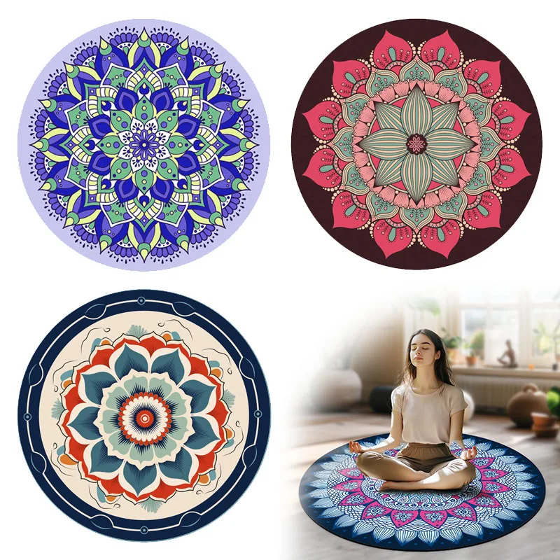 

140CM Flat Support, Fitness Mat, Circular Meditation Yoga Mat, Inverted Jump Rope, Home Suede Natural Rubber Yoga Mat