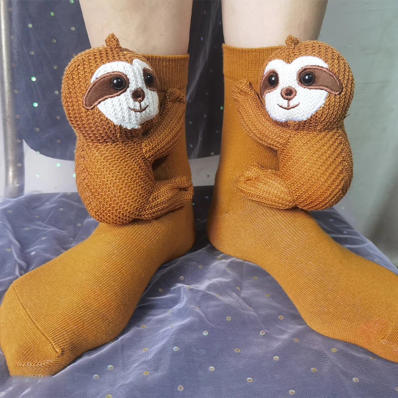 

Забавные высококачественные 3D-куклы-животные, носки-тапочки, домашние вязаные носки с героями мультфильмов, кролик, ленивец, панда, саламандра, толстые теплые чулки, милый подарок