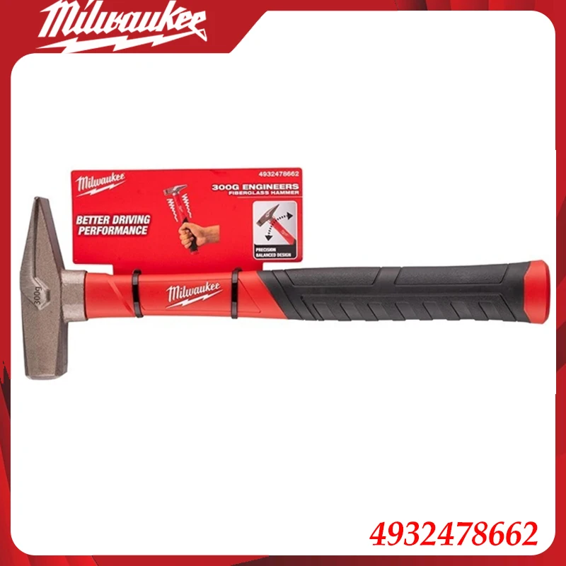 Milwaukee 4932478662 Fiberglass Ball Peen Hammer Anti-Vibration Grip for Construction & Mechanical Work