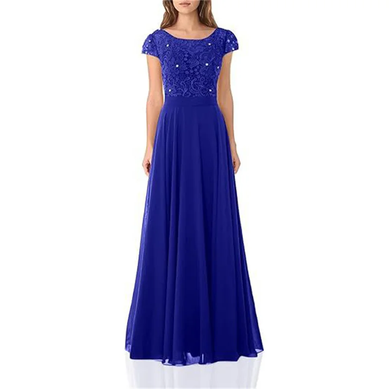 Uma linha de chiffon renda cristais manga curta elegante fora do ombro vestidos de dama de honra festa de casamento noite formal baile de formatura rendas até volta