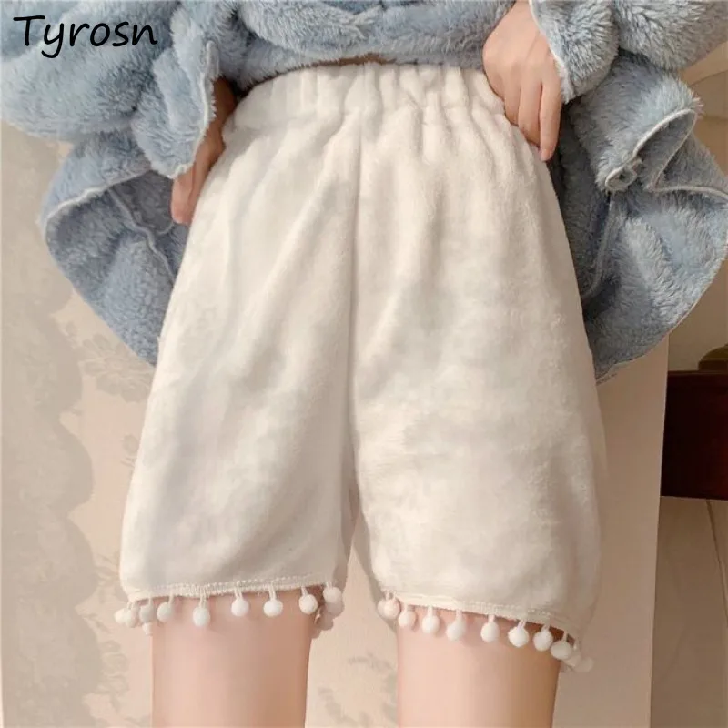 

Autumn Winter Shorts for Women Cute Decoration Stylish Y2k Schoolgirls Loose All-match Teens Daily High Waist Cozy Warm Newest