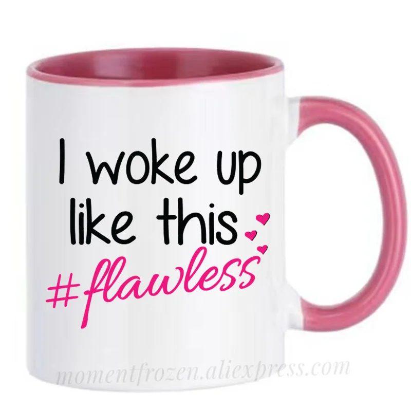 I Woke Up Like This Flawless Cups For Women Girls Mascara Makeup Eyelashes Coffee Mug Wife Girlfriend Tableware Valentines Gifts