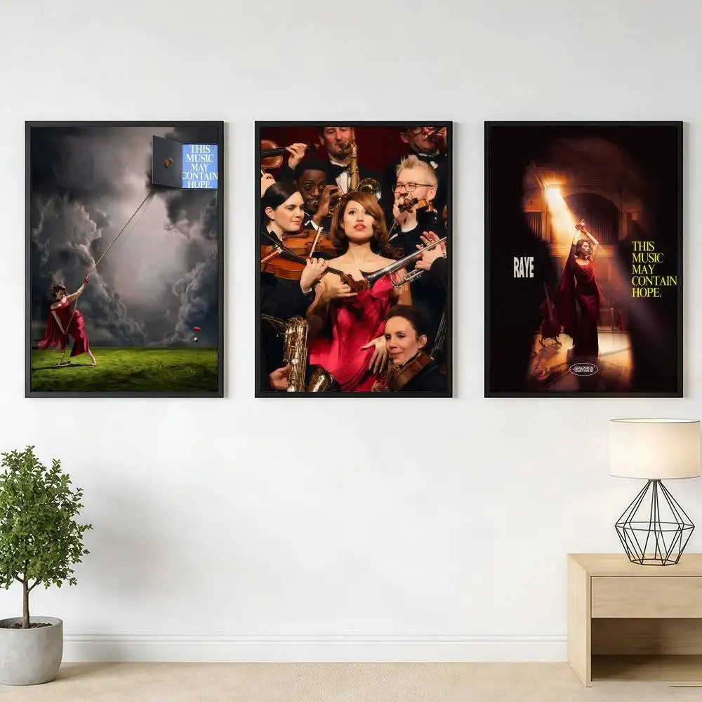 R-Raye This Music May Contain Hope Poster Stickers Art Print Retro Vintage Wall Decor HD Living Room Home Office Gift Occasion