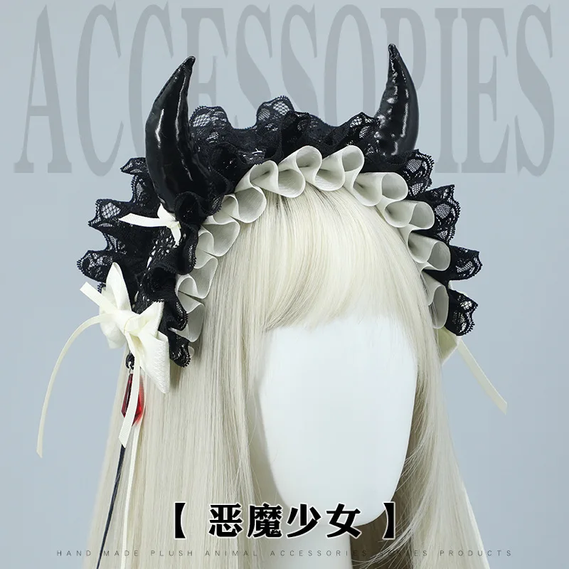 Halloween Lolita Gorgeous Lace Headband Women All-Match Cosplay Headwear Japanese Anime Girl Hair Accessories Darkness Hair Clip