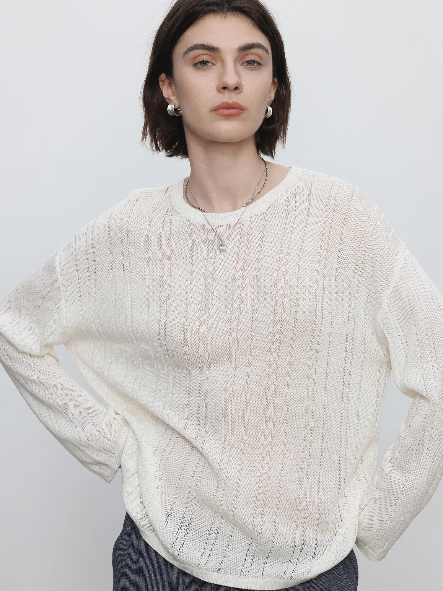 

Женская свободная футболка Maiherer из смесового льна и вискозы, весенняя повседневная модель с длинным рукавом и круглым вырезом, цветной топ-накидка