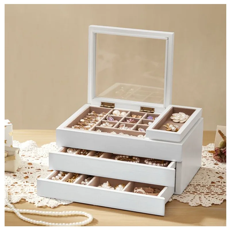 

Деревянная шкатулка для драгоценностей, минималистичные коробки для хранения колец, большие пылезащитные ожерелья, витрина для браслетов, органайзер для ювелирных изделий, упаковка