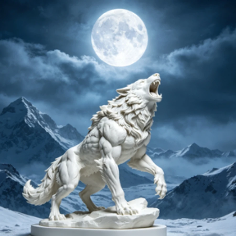Howling Alpha Werewolf Statue Figurine Roaring Wolf King PLA Sculpture Desktop Home Decor Fantasy Collectible Ornament Gifts