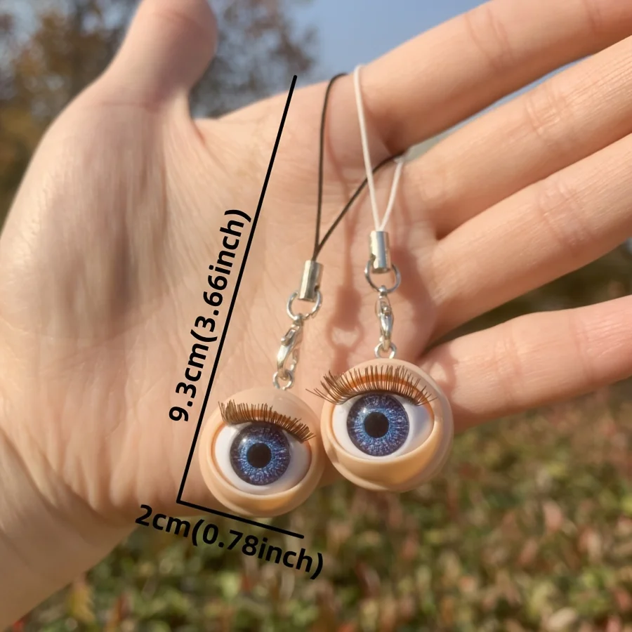 Creative Genjuku Simulation Doll Eyeball Eyelash Phone Charm Lanyard Spicy Girl Personality Blinking Phone Accessories