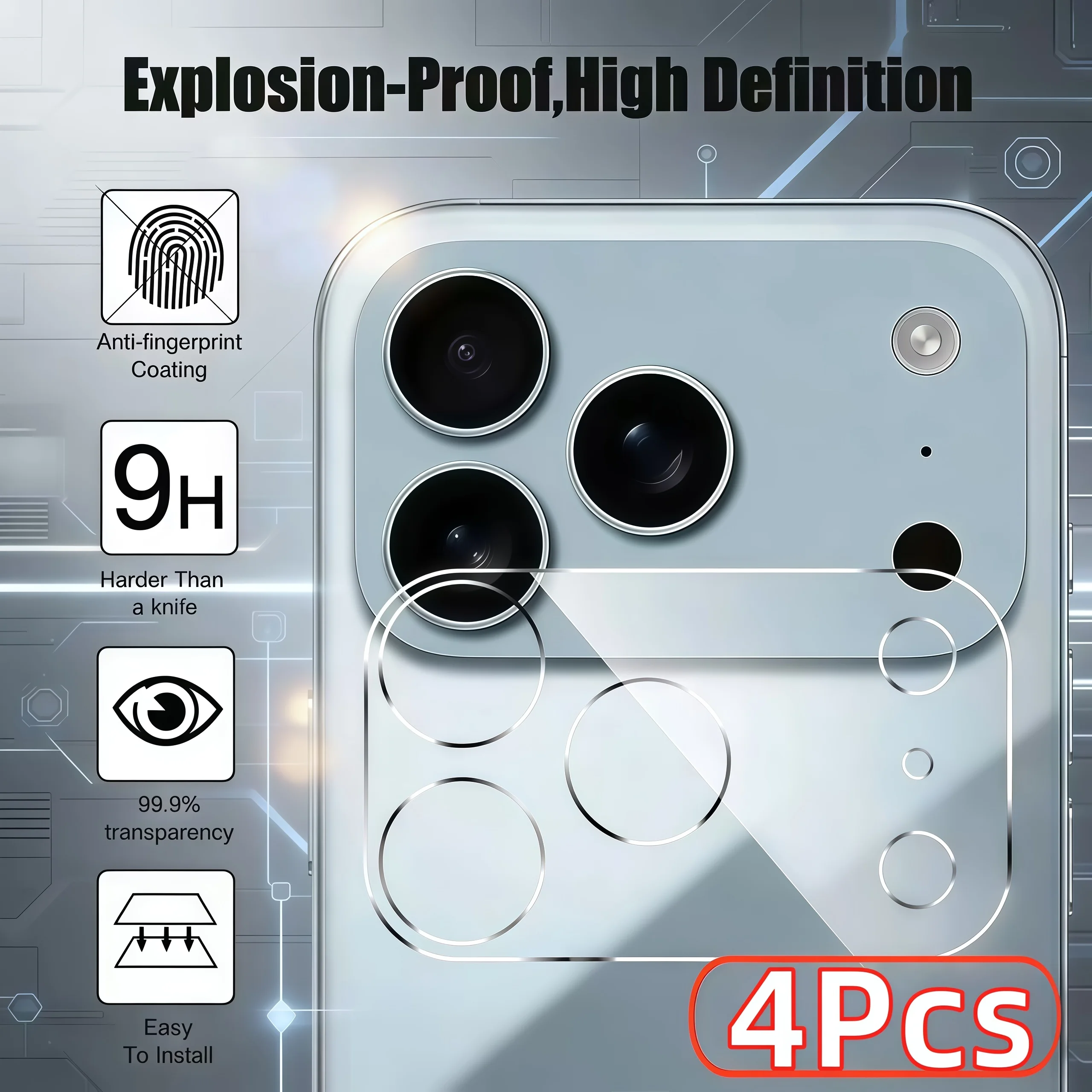 4PCS Camera Lens Protector for iPhone17Pro Max Lens Protective Glass for iPhone17Air 17 16 15 14Pro Max Plus HD Tempered Glass ﻿