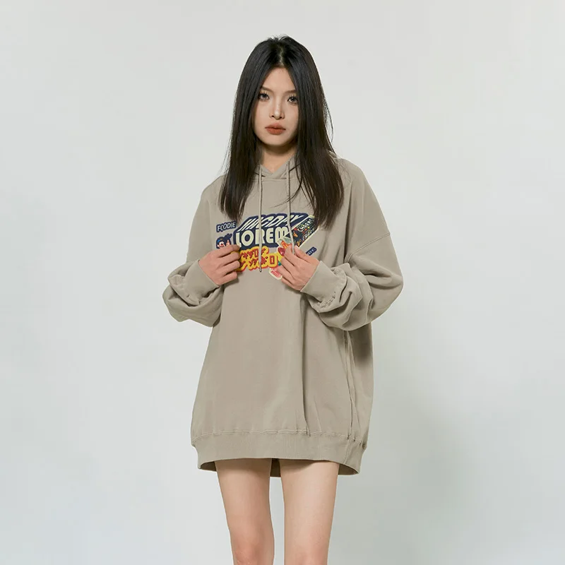 UPRAKF Funny Letter Candy Print Hoodie Oversize Streetwear Harajuku Long Sleeve Pullover Fashion Autumn Casual Simple Design