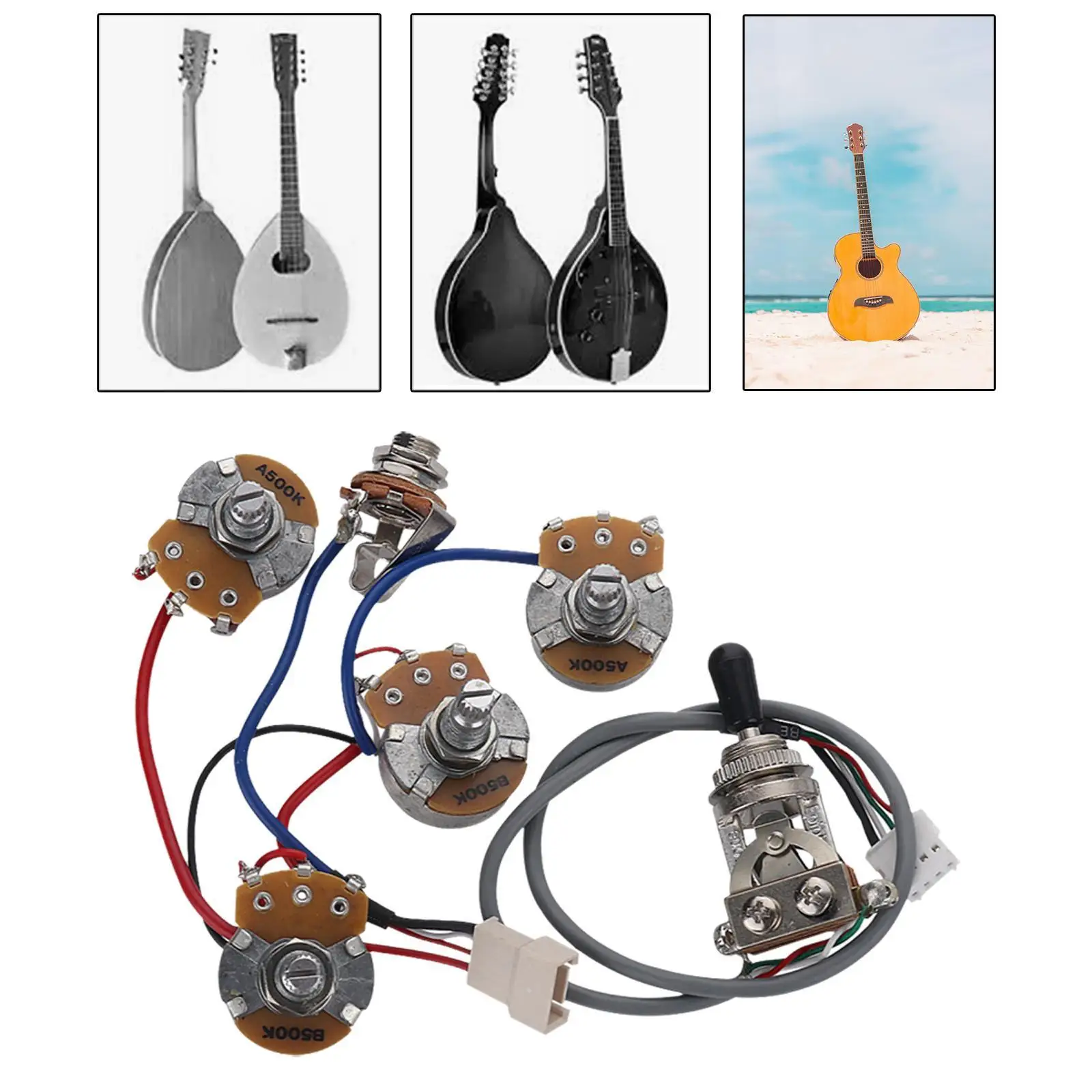 

Electric Guitar Wiring Harness Prewired Kit Portable Easy to Install 3 Way Switch for Home Stage Performance Concert Beginners