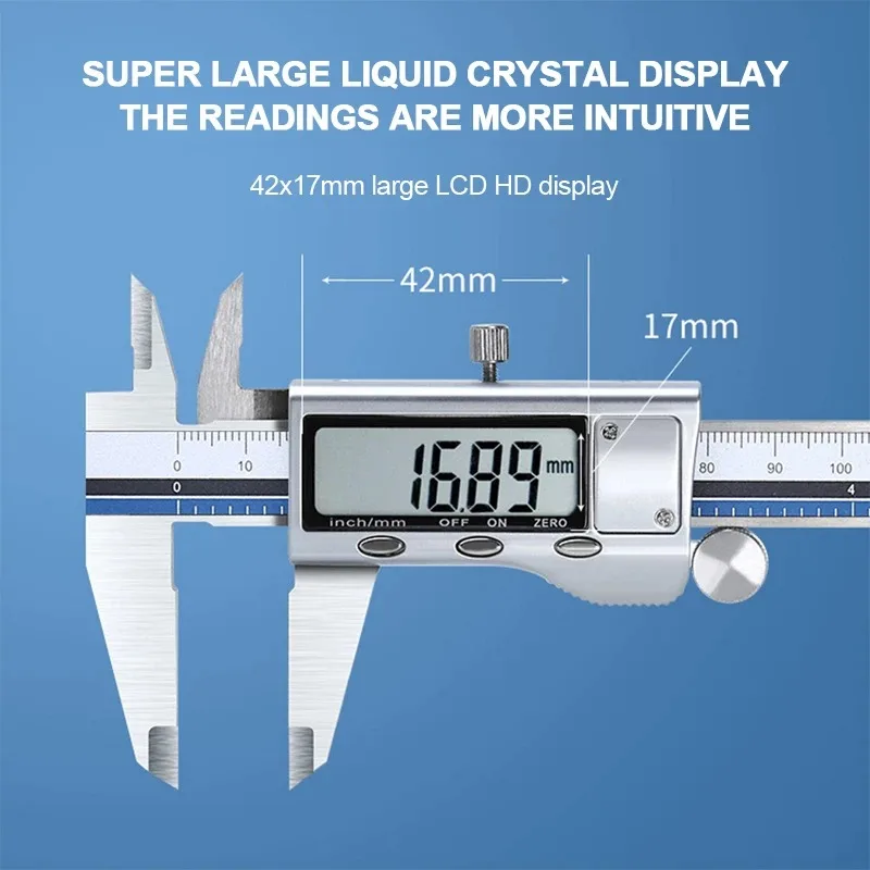 Stainless Steel Digital All Metal Vernier Caliper High Quality Electronic Caliber Measuring Tool Ruler Gauge 100/150/200/300mm