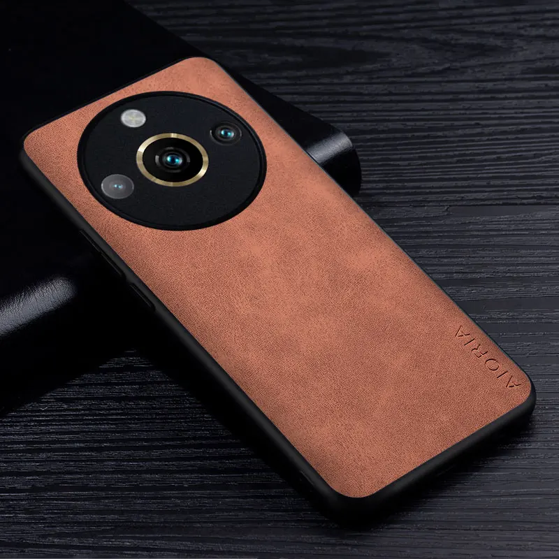 Premium PU Leather Phone Case for Realme 11 Pro Plus 5G Scratch-Resistant Solid Color Cover for oppo realme 11 coque cape