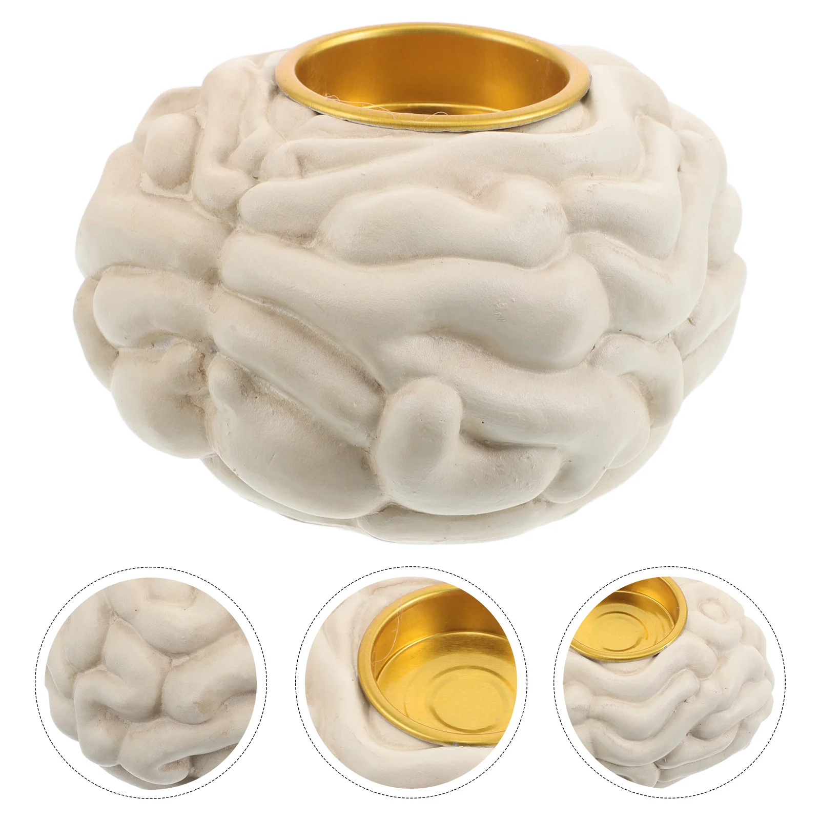 

Halloween Candlestick Holder Realistic Human Brain Resin Vintage Decorative Holder Table Centerpiece Haunted House