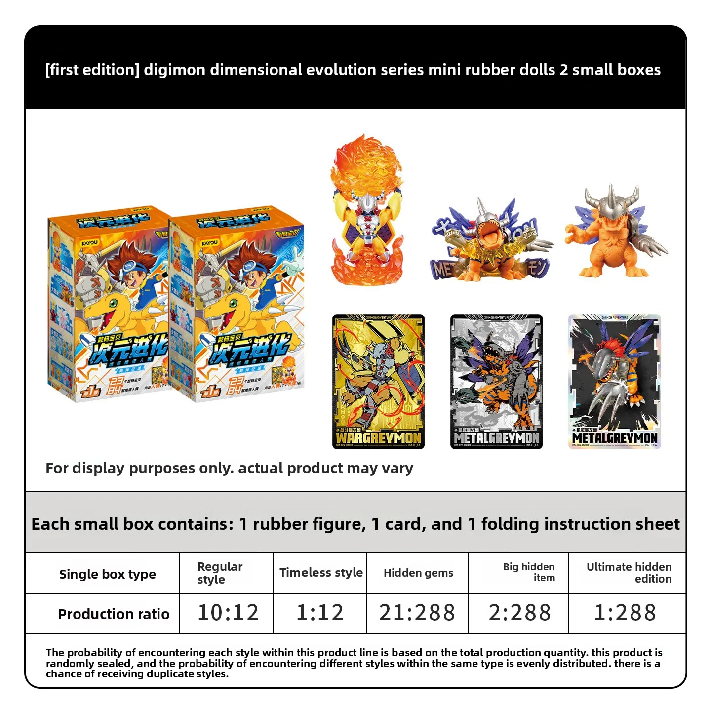 Kayou Digimon Dimensional Evolution Series Mini Gummetjesfiguur Blind Box Mystery Box Rubberen verzamelobject Officieel gelicentieerd cadeau